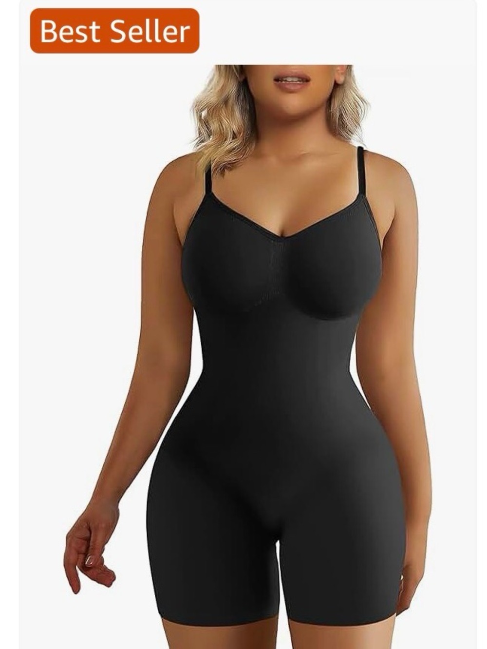 NEW SHAPERX Black Shorts Shapewear Bodysuit Tummy Control & Lifted Support- L/XL